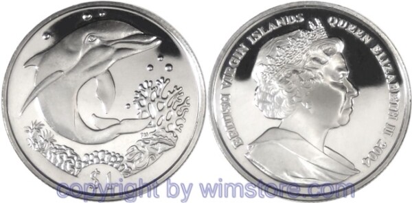 British Virgin Islands, 1 Dollar 2004, Delphin, KM 324, Ku/Ni