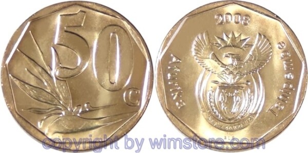 Südafrika, 50 Cents 2008, KM 443, Stahl-Messing galvanisiert