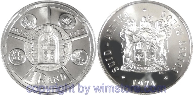 s8222 Südafrika, 1 Rand 1974, Münzstätte Pretoria, KM 89, Silber