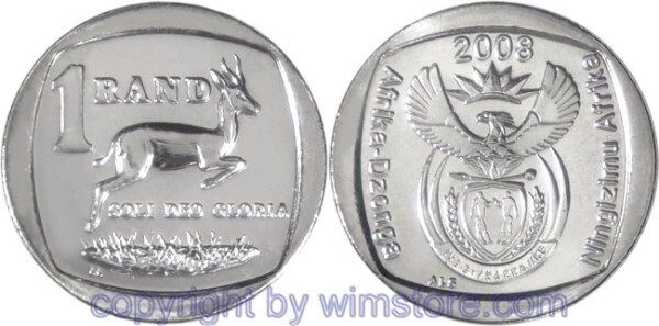 Südafrika, 1 Rand 2008, KM 444, Bro-Ni galvanisiert