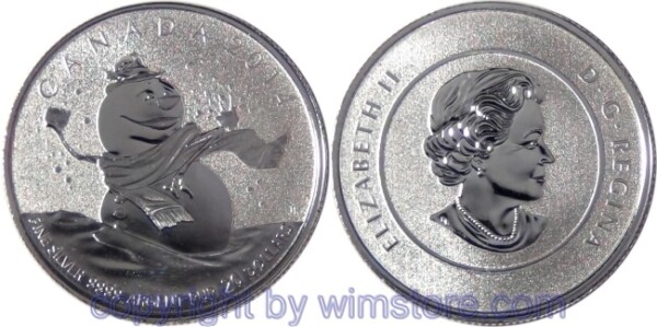 Kanada, 20 Dollars 2014, Schneemann wirft mit Schneeball, KM 1777, Silber, st
