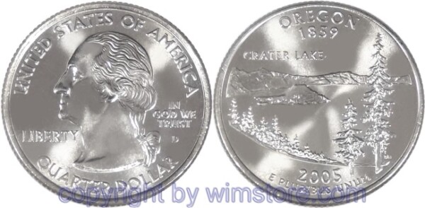 USA, 1/4 Dollar (Quarter) 2005, Oregon, KM 372, Ku-Ku/Ni plattiert