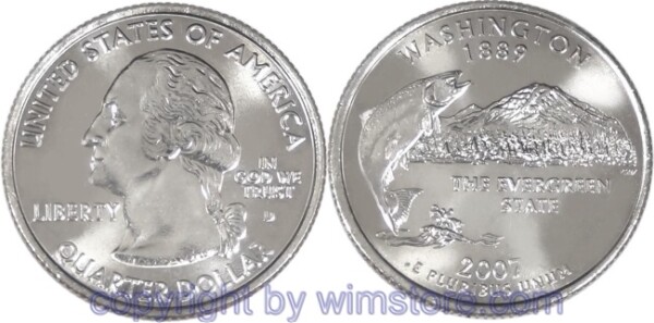 USA, 1/4 Dollar (Quarter) 2007, Washington, KM 397, Ku-Ku/Ni plattiert