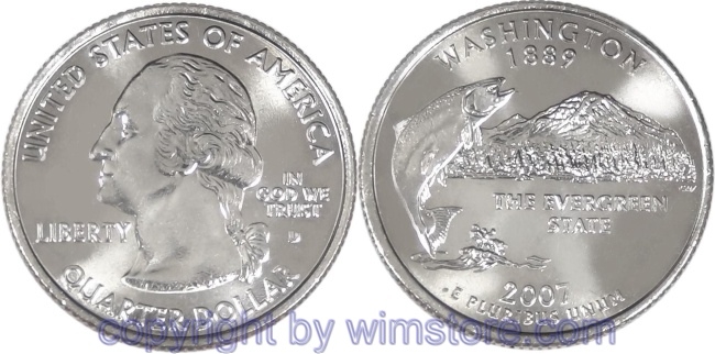 USA, 1/4 Dollar (Quarter) 2007, Washington, KM 397, Ku-Ku/Ni plattiert