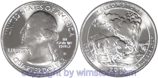 USA, 1/4 Dollar (Quarter) 2010, Yellowstone National Park, KM 470, Ku-Ku/Ni plattiert