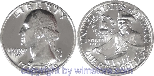 USA, 1/4 Dollar (Quarter) 1976, Bicentennial, KM 204, Ku-Ku/Ni plattiert