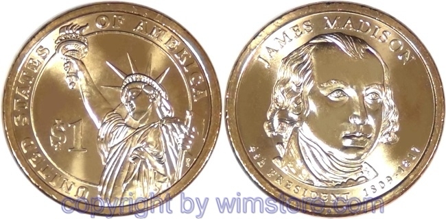 USA, 1 Dollar 2007, James Madison, KM 404, Ku-Ni/Me plattiert