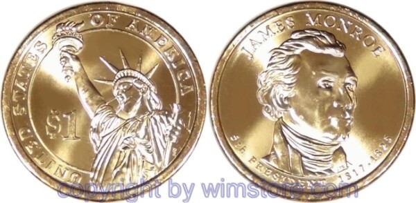 USA, 1 Dollar 2008, James Monroe, KM 426, Ku-Ni/Me plattiert