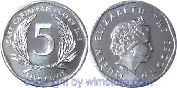 Ostkaribische Staaten, 5 Cents 2000 - 2010, KM 36, Aluminium