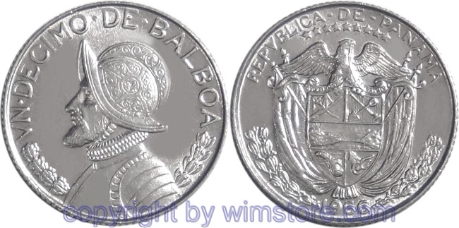Panama, 1/10 Balboa 1966 - 1993, KM 10, Kupfer - Ku/Ni beschichtet