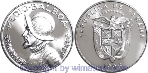 Panama, 1/2 Balboa 1996, 2001, 2008, KM 129, Kupfer -  Ku/Ni beschichtet