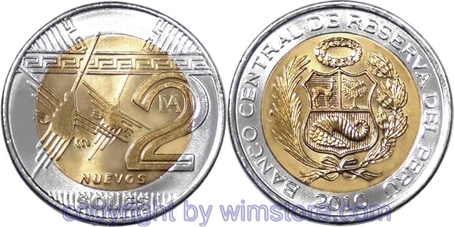 Peru, 2 Nuevos Soles ab 2010, KM 343, Bi-Metall, st