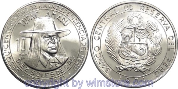 Peru, 10 Soles 1971, KM 255, Ku/Ni