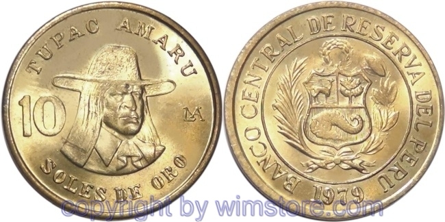 Peru, 10 Soles 1978 - 1983, KM 272.2, Messing