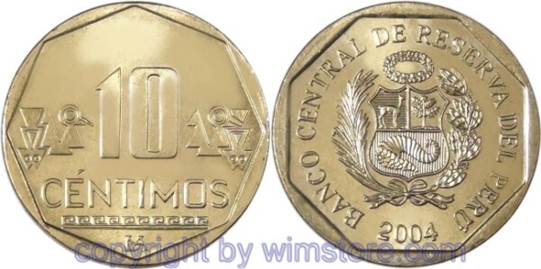 Peru, 10 Centimos ab 2001, KM 305.4, Messing