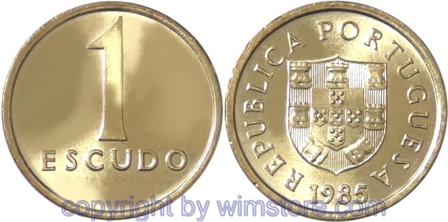 Portugal, 1 Escudo 1981 - 1986, KM 614, Nickel/Messing