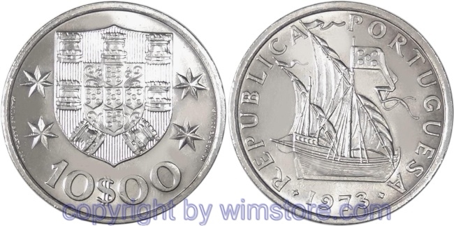 Portugal, 10 Escudos 1971 - 1974, KM 600, Nickel - Ku/Ni beschichtet