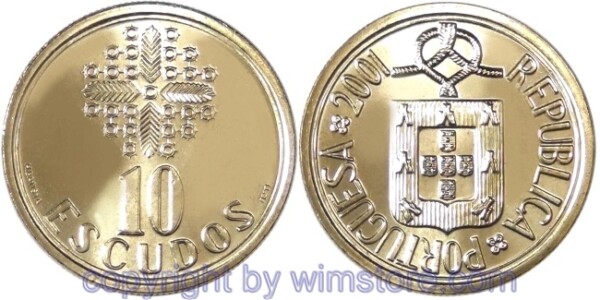 Portugal, 10 Escudos 1986 - 2001, KM 633, Ni/Me