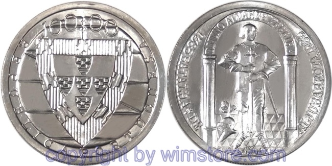 Portugal, 100 Escudos (1985), 600. Jahrestag der Schlacht von Aljubarrota, KM 630, Ku/Ni