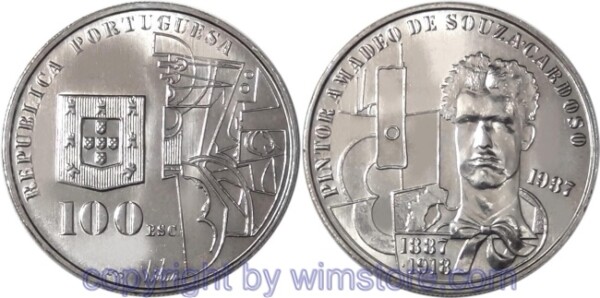 Portugal, 100 Escudos 1987, Amadeo de Souza Cardoso, KM 644, Ku/Ni