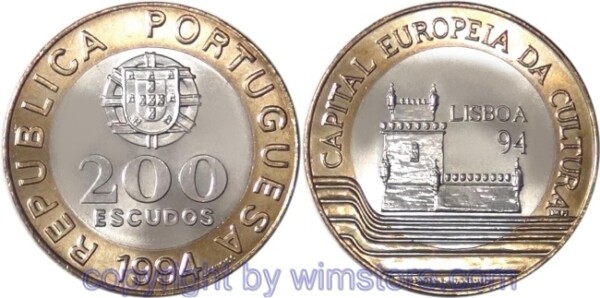 Portugal, 200 Escudos 1994, Kulturhauptstadt Lissabon, KM 669, Bi-Metall