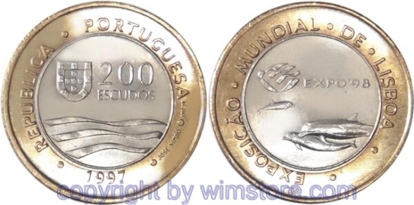 Portugal, 200 Escudos 1997, EXPO 1998 in Lissabon, KM 694, Bi-Metall