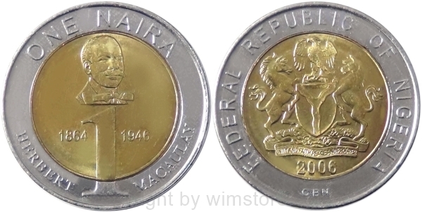Nigeria, 1 Naira 2006, KM 18, Bi-Metall