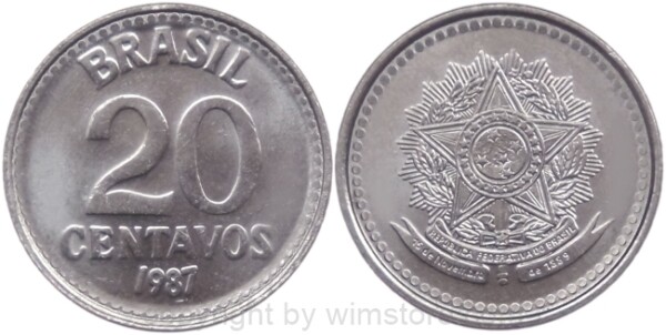 Brasilien, 20 Centavos, 1986 - 1988, KM 603, Stahl