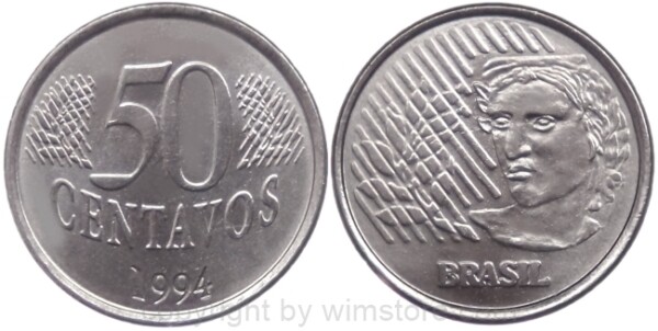 Brasilien, 50 Centavos 1994, 1995, KM 635, Stahl