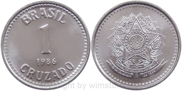 Brasilien, 1 Cruzado, 1986 - 1988, KM 605, Stahl