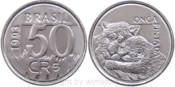 Brasilien, 50 Cruzeiros 1993, 1994, KM 629, Stahl