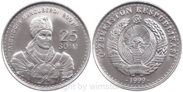 Usbekistan, 25 Som 1999, KM 11, Stahl vernickelt