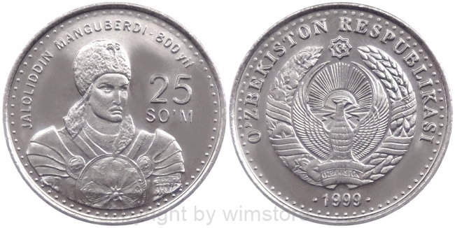 Usbekistan, 25 Som 1999, KM 11, Stahl vernickelt