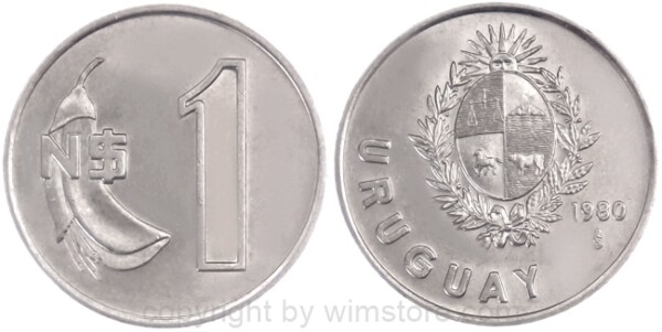 Uruguay, 1 Nuevo Peso 1980, KM 74, Ku/Ni