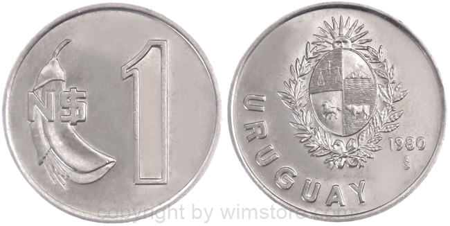 Uruguay, 1 Nuevo Peso 1980, KM 74, Ku/Ni