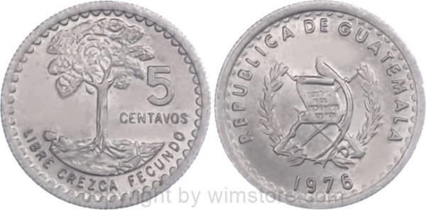 Guatemala, 5 Centavos 1971 - 1977, KM 270, Ku/Ni