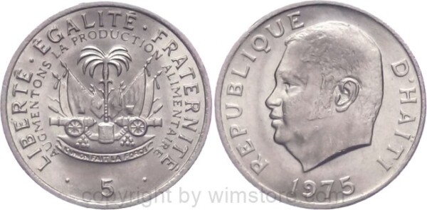 Haiti, 5 Centimes 1975, FAO, KM 119, Ku/Ni