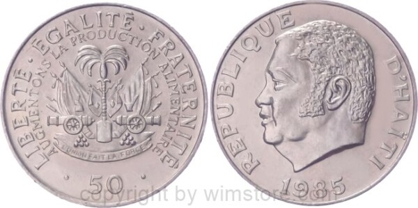 Haiti, 50 Centimes 1975 - 1985, KM 101a, Ku/Ni