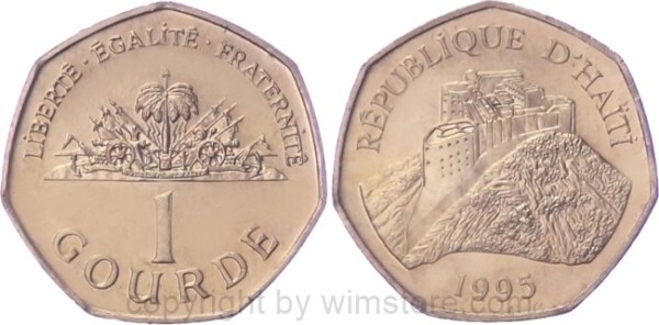 Haiti, 1 Gourde ab 1995, KM 155, Stahl - Messing beschichtet