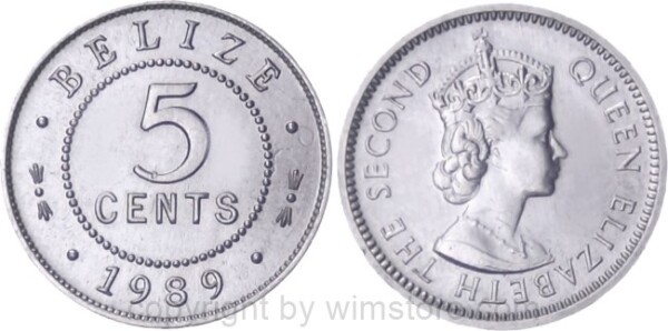 Belize, 5 Cents ab 1976, KM 34a, Aluminium