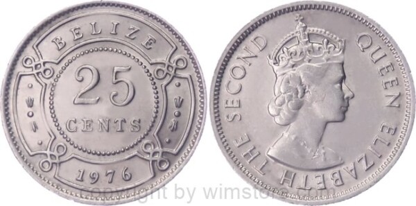 Belize, 25 Cents ab 1974, KM 36, Ku/Ni