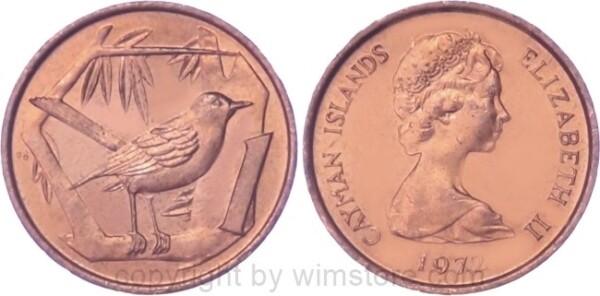 Cayman Inseln, 1 Cent 1972 - 1986, KM 1, Bronze