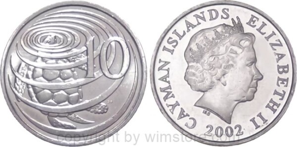 Cayman Inseln, 10 Cents 1999, 2002, 2005, 2008, 2013, KM 133, Stahl vernickelt
