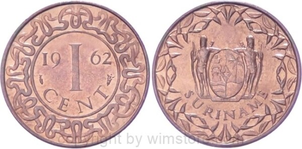Suriname, 1 Cent 1962 - 1972, KM 11, Bronze