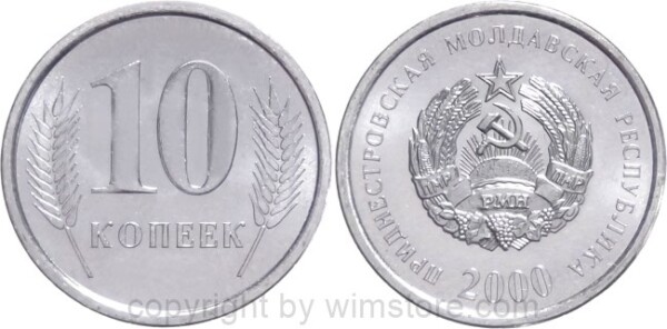 Transnistrien, 10 Kopeek 2000, KM 3, Aluminium