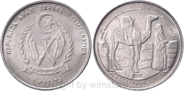 Sahara, 1 Peseta 1992, KM 14, Ku/Ni