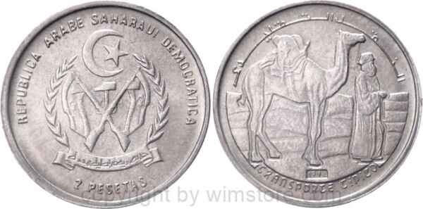 Sahara, 2 Pesetas 1992, KM 15, Ku/Ni