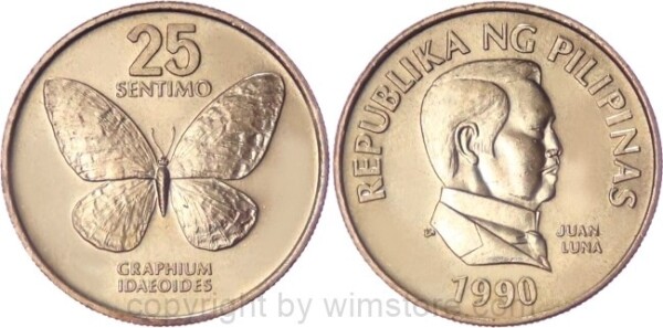 Philippinen, 25 Sentimos 1983 - 1990, KM 241.1, Messing