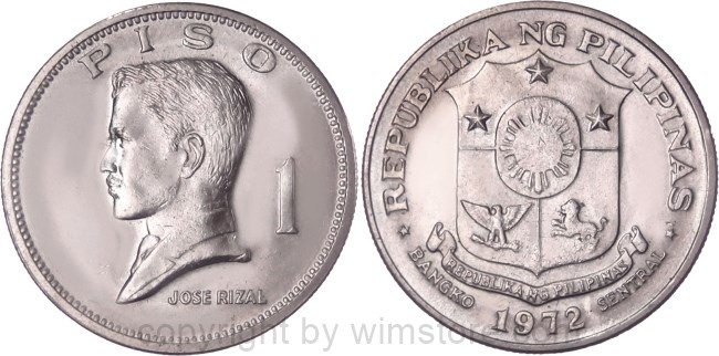 Philippinen, 1 Piso 1972, 1974, KM 203, Ku/Ni/Zink