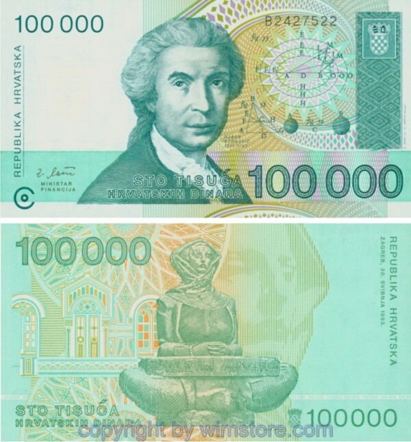 Kroatien, P27a, 100000 Dinara 30.05.1993
